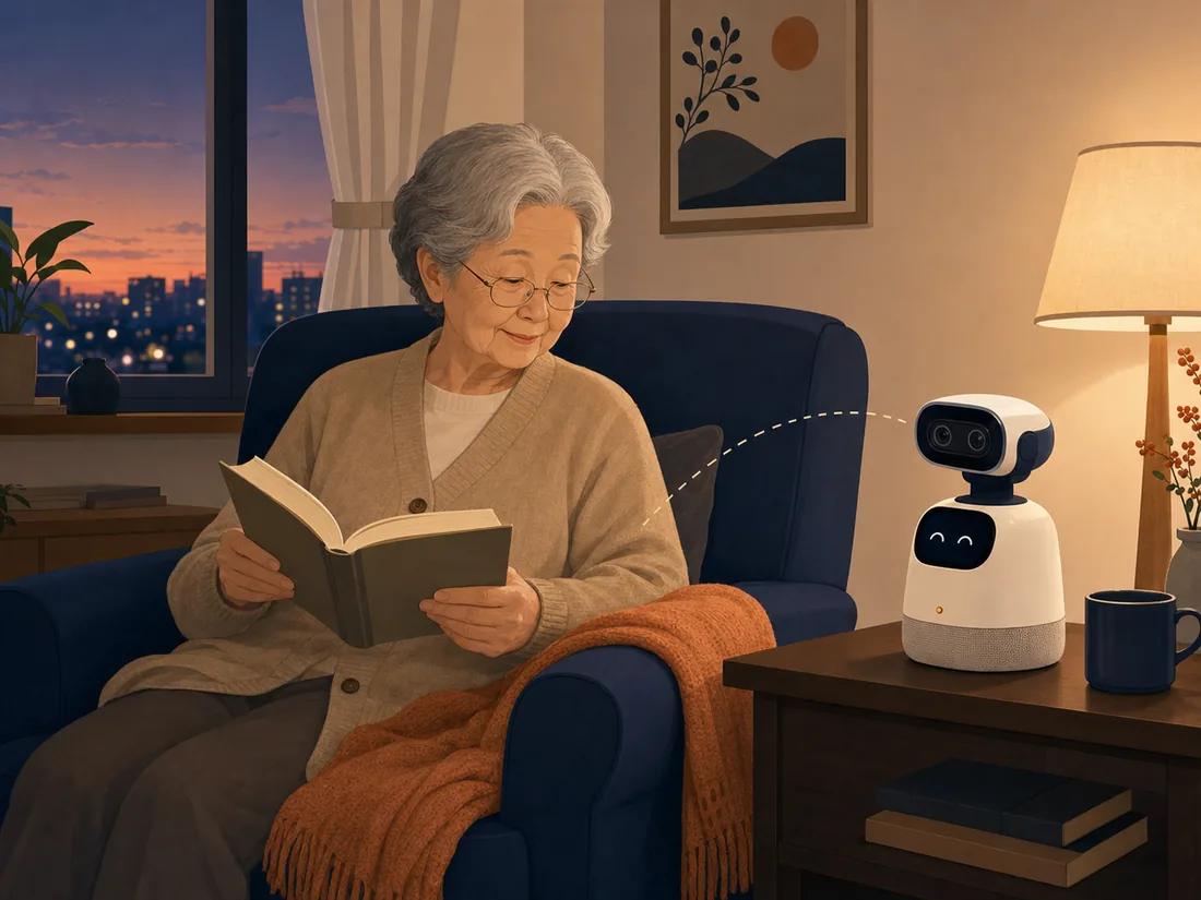 老人照护场景插画 · elder care scene